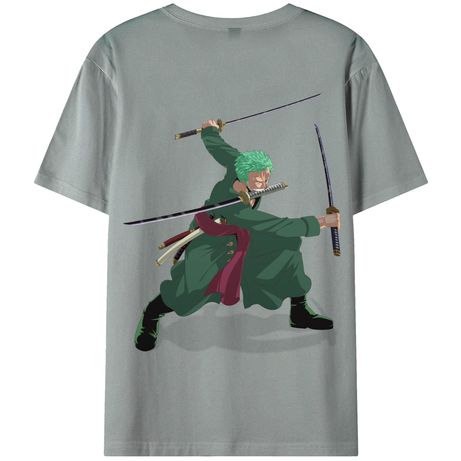 ワンピース ロロノア・ゾロ ONE PIECE Roronoa Zoro 綿100％ メンズ半袖Tシャツ（バックプリント） 通気性